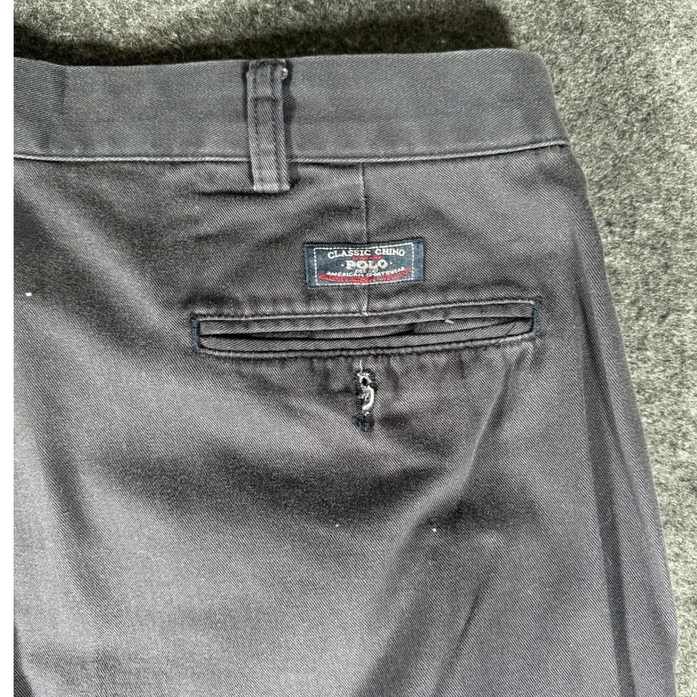 VTG Polo Ralph Lauren Andrew Pant Mens 40x29 Navy Pleated Classic Chino 40